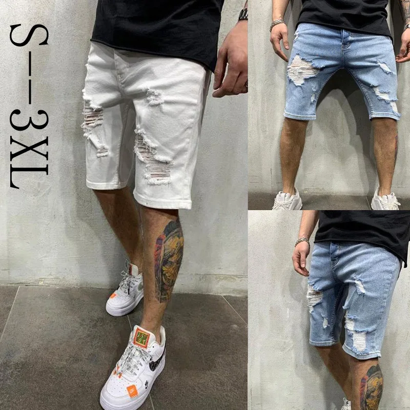 

3 colors Summer Brand Stretch Thin high quality cotton Denim Jeans male Short Men Knee Length Soft blue casual Shorts Plus Size