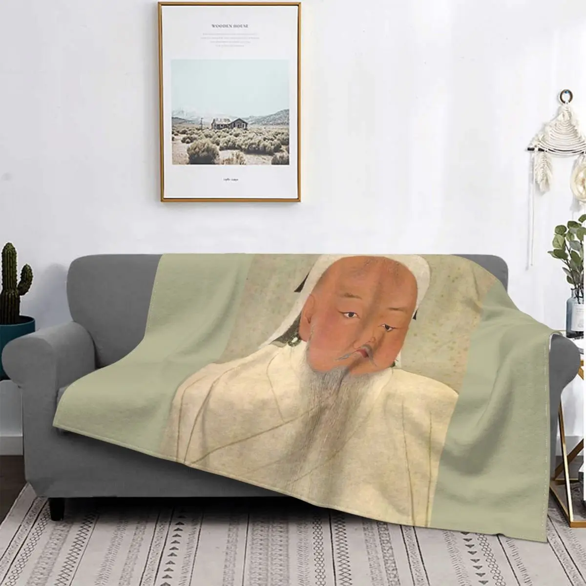 

Genghis-Manta y colcha para cama, edredón a cuadros, toalla de playa, manta Doble