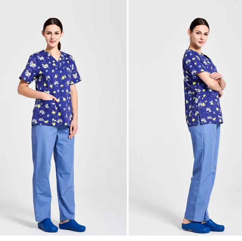 Одежда для мытья мужчин и женщин с цветочным принтом, рабочие костюмы для питомцев/стоматологов, рабочая форма для медсестер, Раздельный на... от AliExpress RU&CIS NEW
