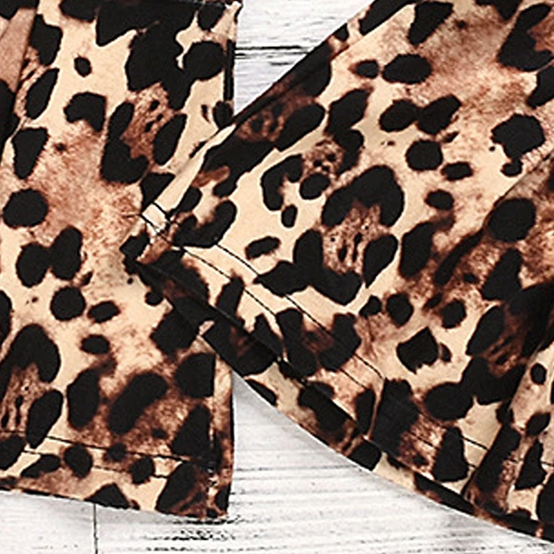 

Girls Fashion Clothes Set 2021 New Spring Kids Baby Solid Top and Leopard Pants 2pcs Outfits Casual Children Clothing 2-6Y