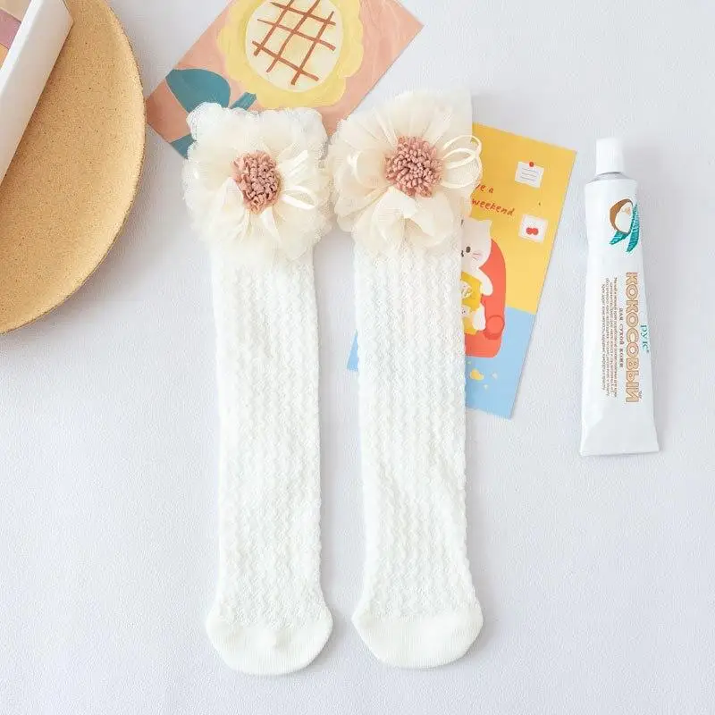 

Baby Mesh Breathable Socks Newborn Baby Girls Knee High Sock Lace Floral Cotton Anti-mosquito Cute Infant Toddler Princess Socks