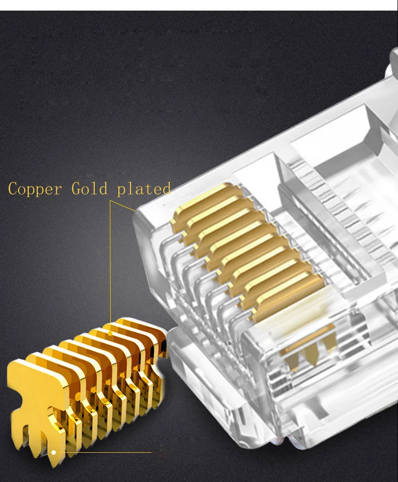 1000 шт. RJ45 RJ 45 сетевой кабель Ethernet Модульный разъем прозрачный Cat6 8P8C 8PIN Copoer