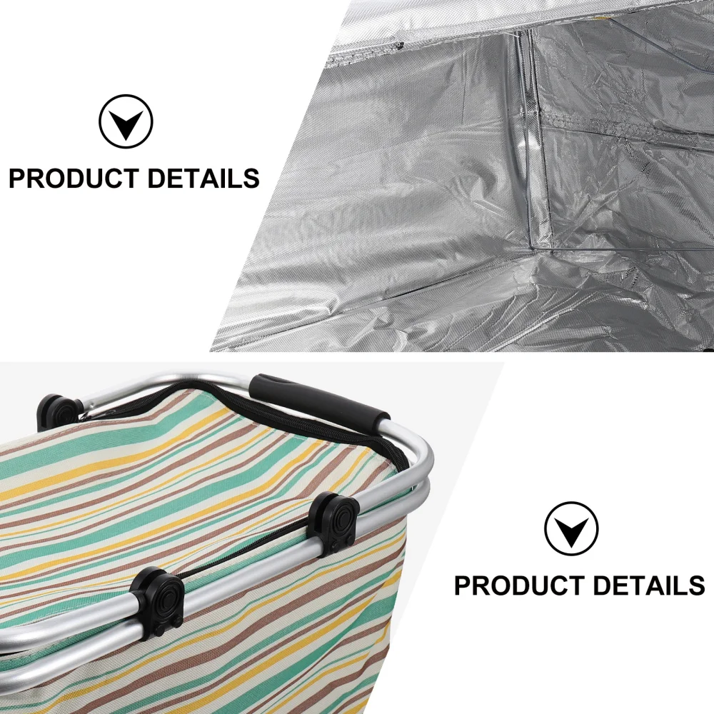 

Shopping Picnic Basket Insulated Reusable Grocery Basket Holder Handle Bag