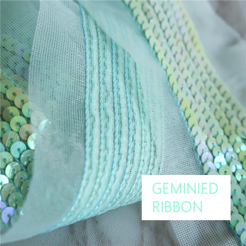 Тюлевая лента из органзы 10 ярдов с пайетками зеленого цвета для самостоятельного