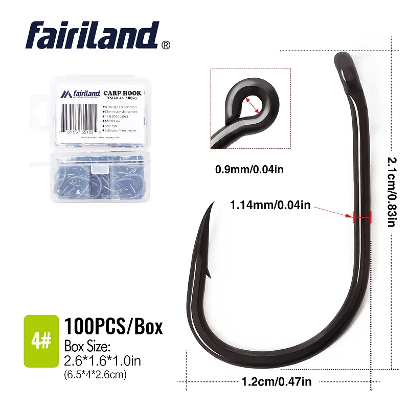 TFSH K4 100 PCS 100 шт./лот, TFSH-K, матовые, черные, с тефлоновым покрытием, крючки для ловли карпа 2#4#6#8#10#, острые Крючки, клюв, колючие рыболовные крючки с коробкой, 50 шт - Цвет: TFSH K4 100 PCS