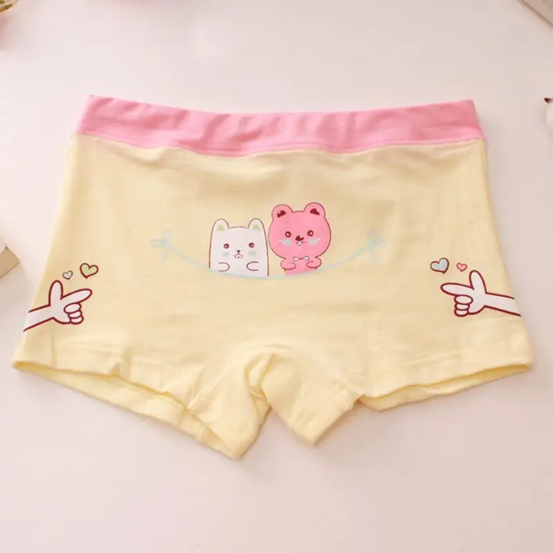 

Children Kids Girls Cotton Underwear Panties Cartoon Bear Animal Printed Boxer Briefs Contrast Candy Color Boyshorts Knickers