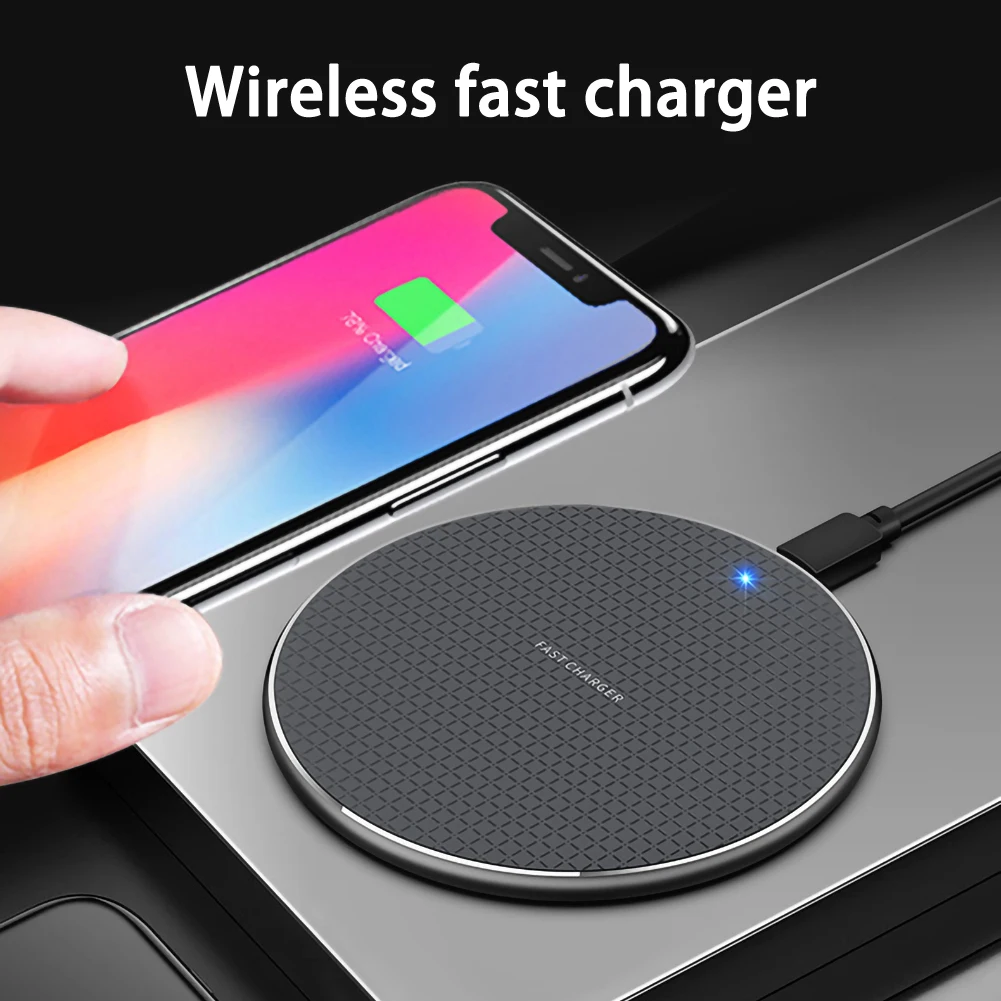 

Qi Metal 10W Wireless Charger For iPhone 8 X XR XS Max QC3.0 Fast Wireless Charging For Samsung S10 S9 Note 8 9 USB Charger Pad