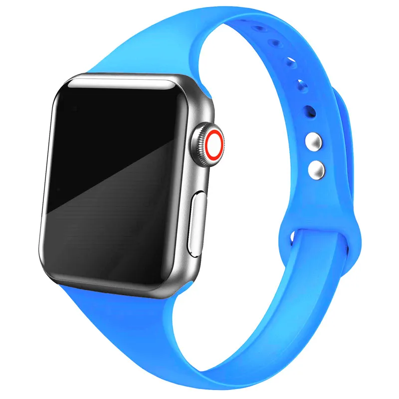 blue 33 Ремешок для apple watch, ремешок для apple watch 5, 4, 3, 2, iWatch, ремешок 42 мм, correa, 38 мм, 44 мм, 40 мм, силиконовый браслет pulseira, ремешок для часов - Цвет ремешка: blue 33