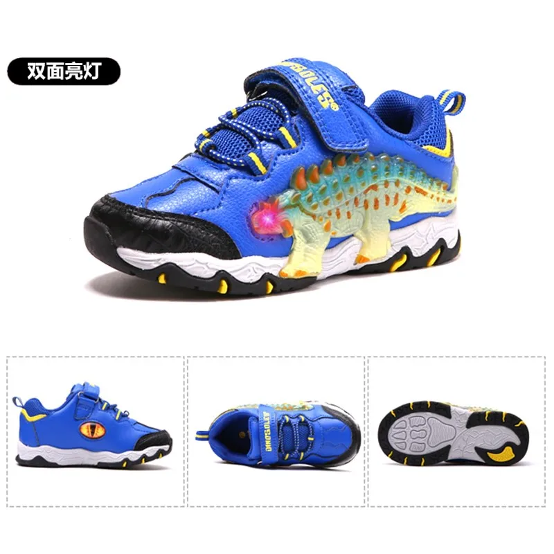 Кроссовки для мальчиков DINOSKULLS светящиеся кроссовки с большим динозавром