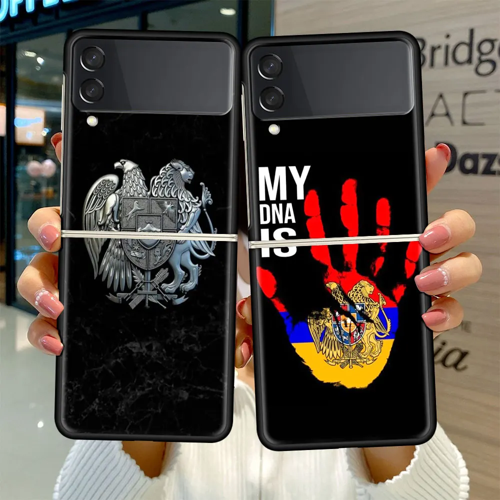 

Fold Case for Samsung Galaxy Z Flip 3 Black Silicone Hard Phone Cover Shockprooft Capas Fashion Funda Armenia Armenians Flag