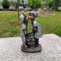 art figurine decorative resin waterproof vintage kissing kids statue for patio garden figurine fountain statue