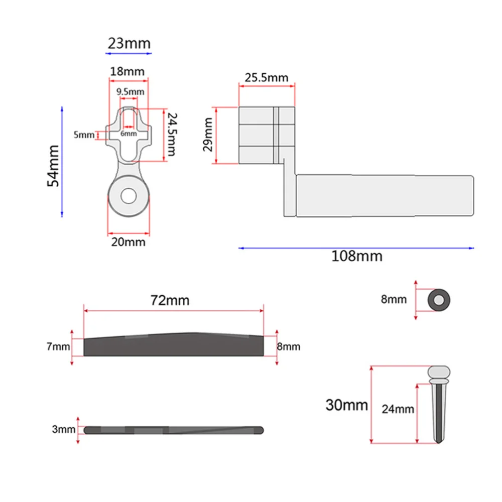 

1G13 Replacement Bridge Saddle Nut Spring Winder for Guitar (Transparent)
