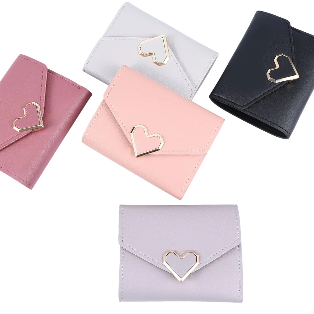 Новый Модный маленький кошелек из свежего металла в форме сердца короткий
