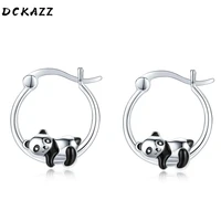 dckazz panda silver plated hoop earrings girls party cute jewelry animal series women earring accessories mothers day gift