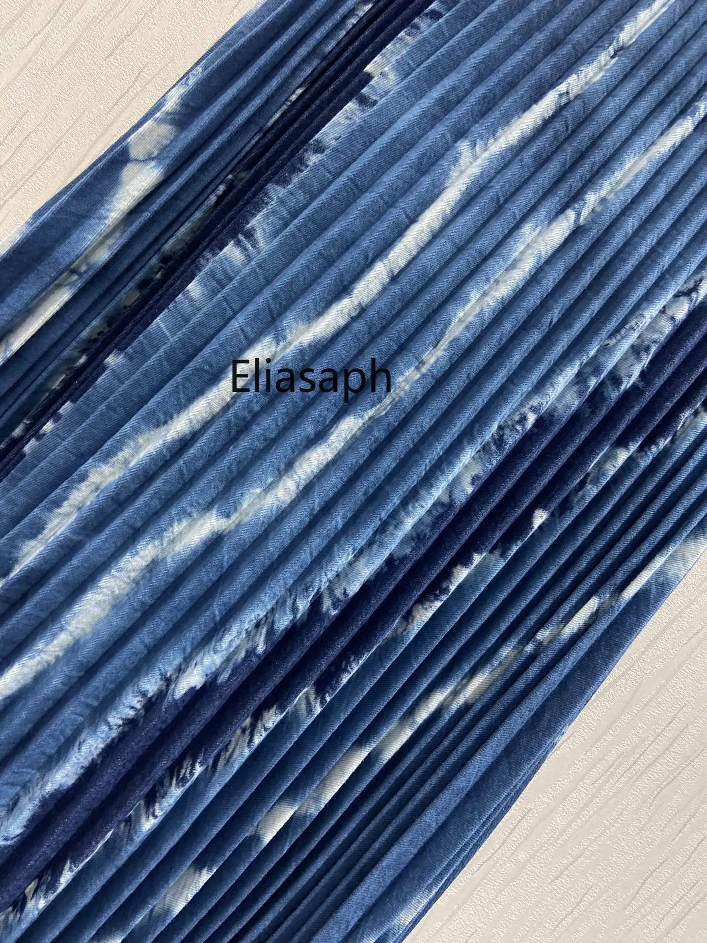 Elegant Retro Blue Jean Skirts for Women Summer 2021 New Tie Dye Stripes High Waist Pleated Skirt Loose Big Hem Denim Skirt Lady