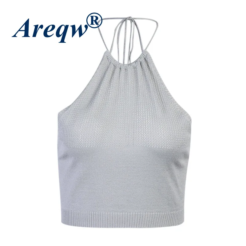 

2021 Summer New Woolen Sexy Show Chest Open Neck Halter Strap Strap Vest