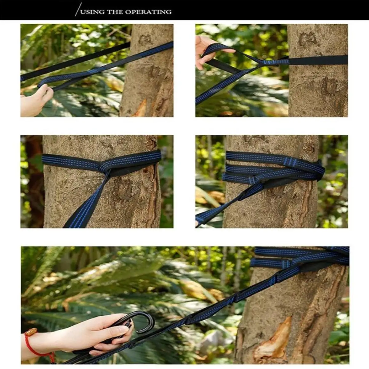 

2Pcs Adjustable Hammock Strap Outdoor Hammock Swing Straps Rope 600kg High Strength load-bearing Strap Hammock Rope with hooks