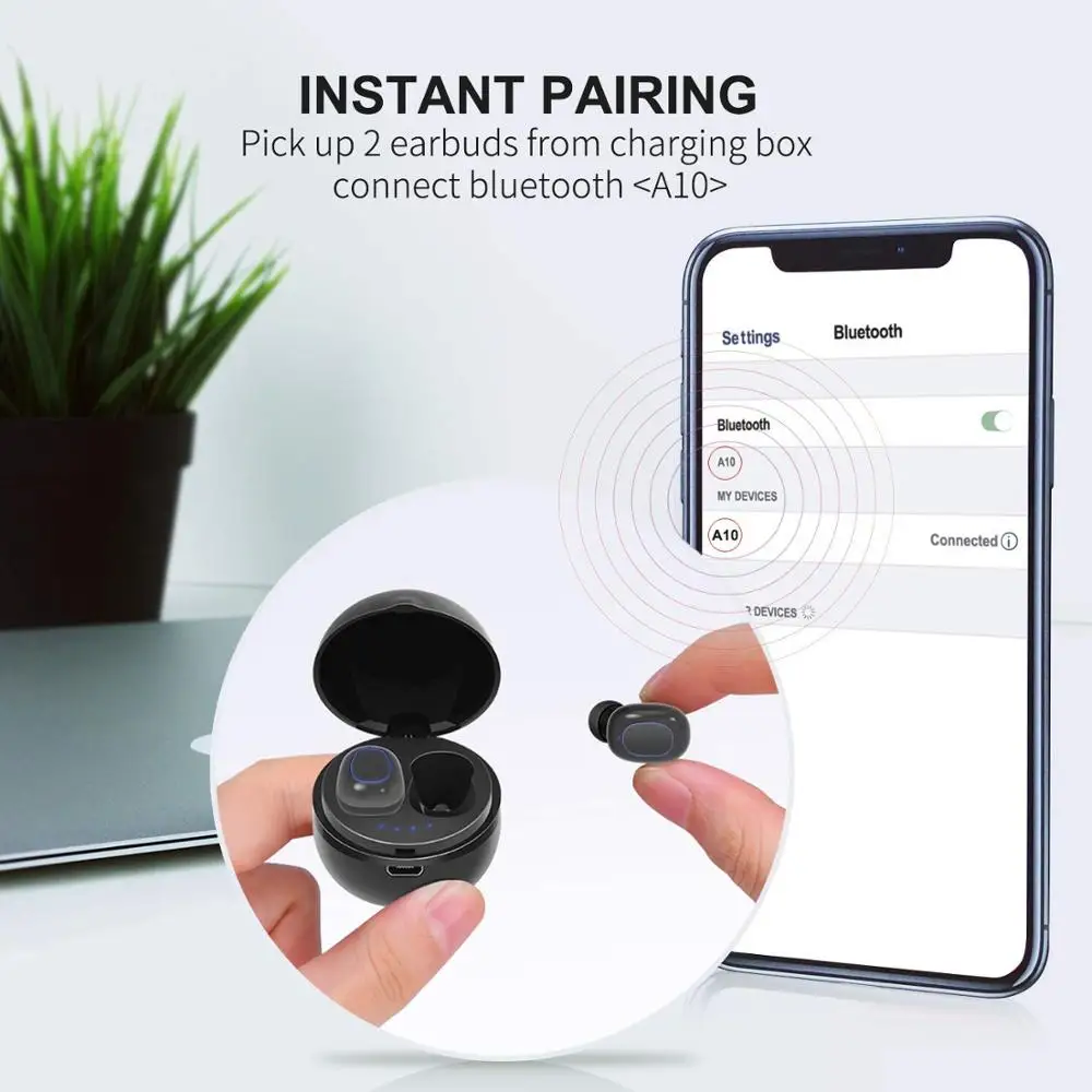 A10 наушники вкладыши TWS с космическая капсула Форма Беспроводной Bluetooth 5 0 HD стерео