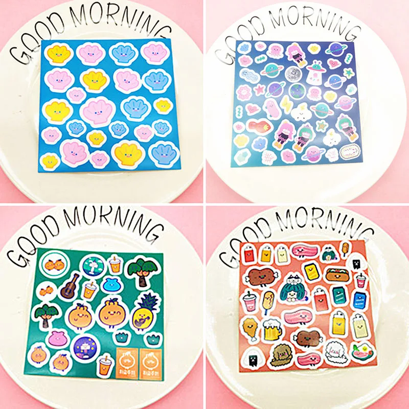 1sheet Cute Decor Stickers Paper Adhesive INS Sticker Kawaii Cartoon For Kids Scrapbooking Diary Supplies Stationery | Канцтовары для