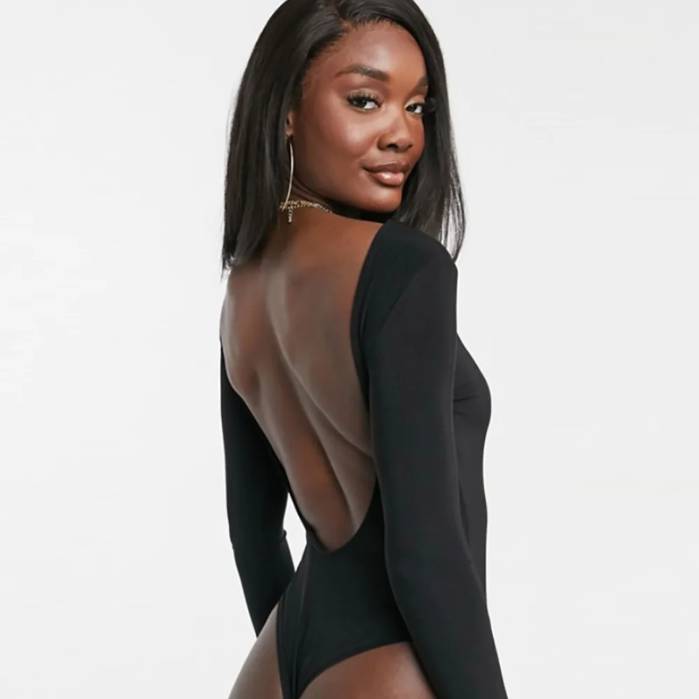 2017 весна черный фитнес sexy women боди спинки комбинезон с длинным рукавом rompers женщин
