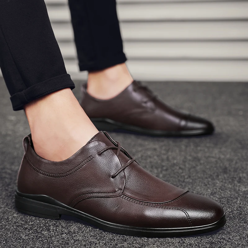 

New British Men's Casual Shoes Leather Round Toe Men Dress Shoes Business Wedding Oxfords Formal Shoes for Men *