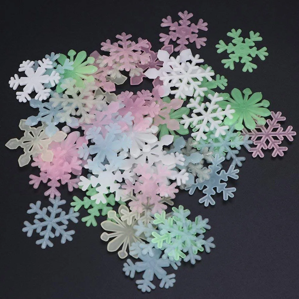 50 шт./лот светится в темноте настенные стикеры снежинки окно Детская комната