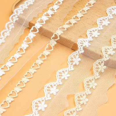 2 ярда хлопковая кружевная бейка с вышивкой белого и бежевого цветов