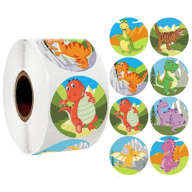 50-500pcs Animals cartoon Stickers for kids classic toys sticker school teacher reward sticker Various Dinosaur designs 1 inch