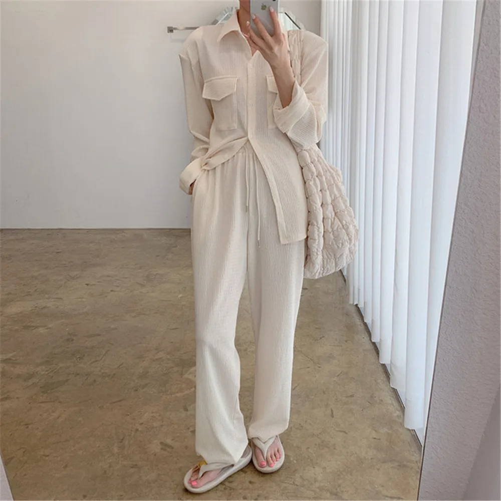 Демисезонная однобортная рубашка с длинным рукавом женская одежда из двух