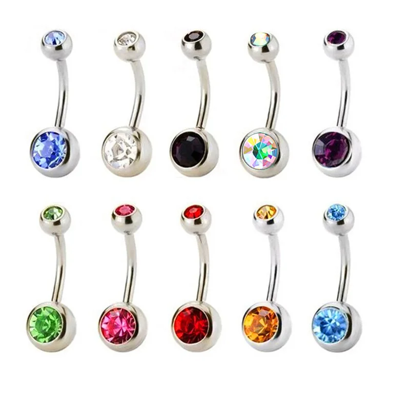 

2pcs 316 Stainless Steel Belly Button Rings Crystal Piercing Earring Navel Studs Fashion Navel Ring Body Jewelry for Women