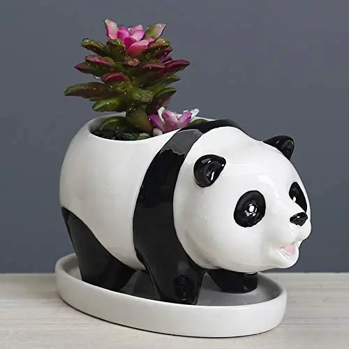 

Nordic Cartoon Panda Flower Pot Plant Flower Potted Container Desktop Decoration Cute Animal Panda Ceramic Flower Pot Home Decor
