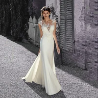 lace mermaid vintage wedding dresses sexy sleeveless appliqued 2020 mermaid illusion bridal gown vestido de voiva brautkleid