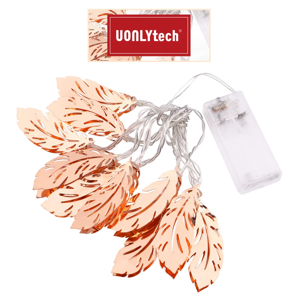 

Uonlytech 10 Beads 1.5 Meters USB Girls Room Decoration Nordic Rose Gold Feather Light String Bedroom Layout Lights
