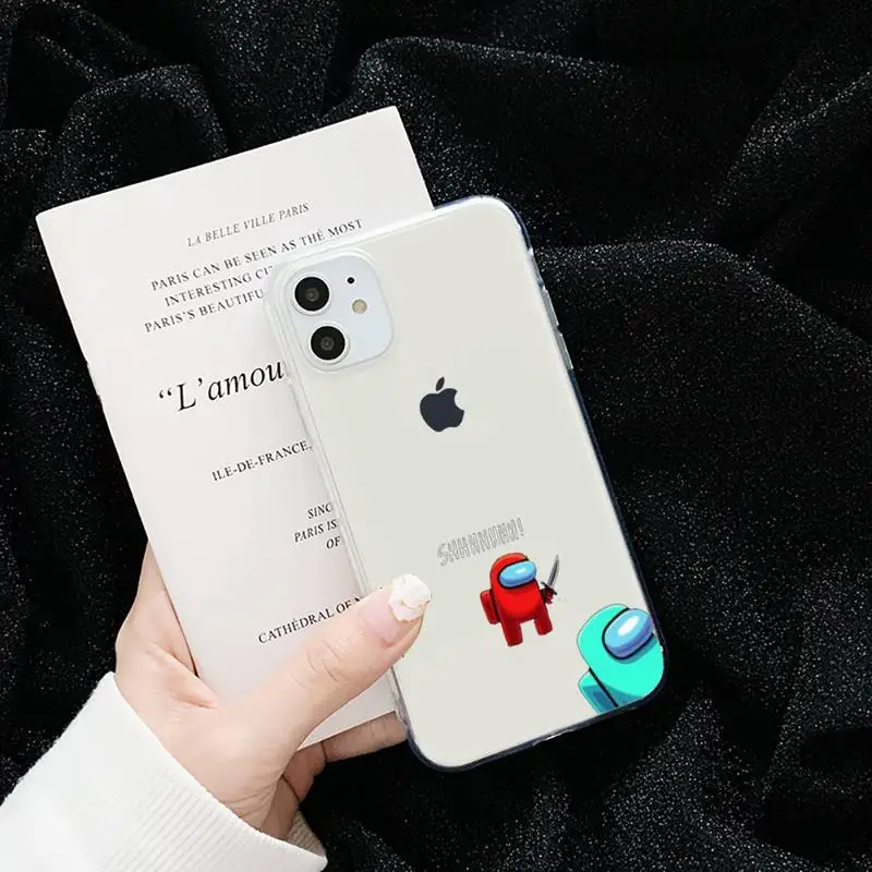 

Among Us funny cartoon game Phone Case Transparent for iPhone 6 7 8 11 12 s mini pro X XS XR MAX Plus cover funda shell