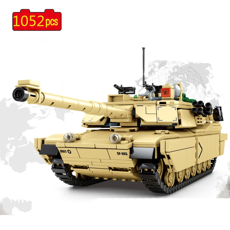 

SY0100 Military Series Survival war M1A2 Main Battle Tank Soldier Weapon Model Building Blocks Bricks Educational Toys Gifts