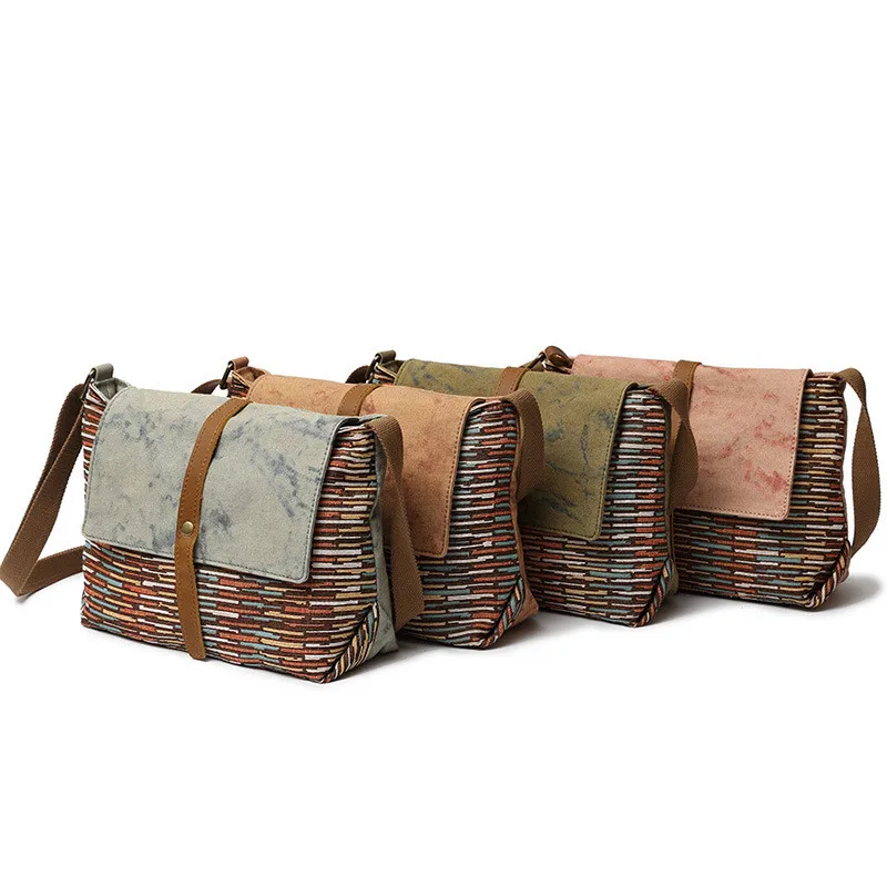 Сумка-мессенджер Мужская холщовая в стиле милитари винтажная Сумочка этническом