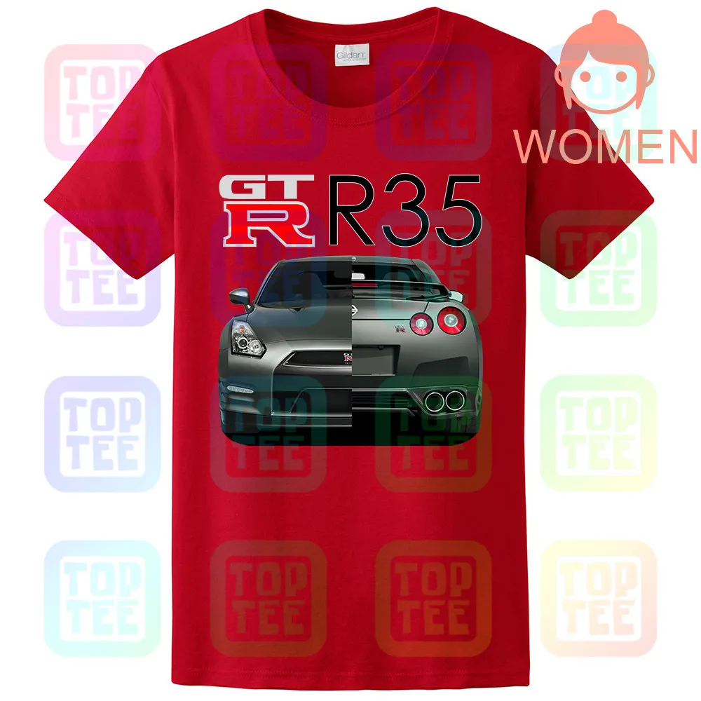 Women Red NISSAN GTR Skyline R35 R32 R33 R34 двигатель Замена значок турбо футболка - Цвет: Women Red
