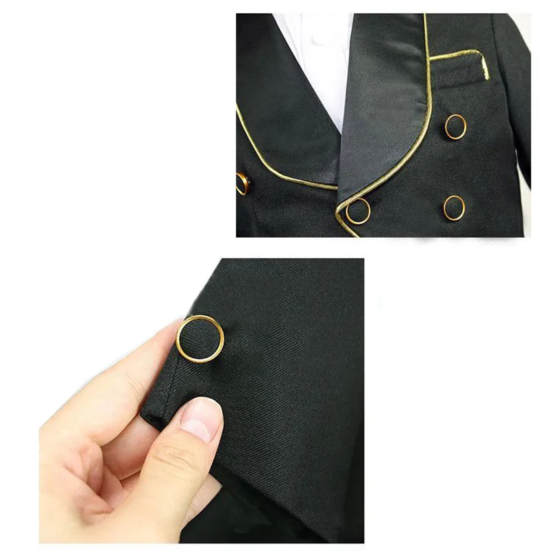 Костюм для крестин с черным галстуком-бабочкой маленьких мальчиков черно-белый