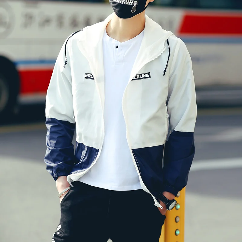 Ветровка мужская летняя легкая с капюшоном в стиле пэчворк 2020 | Мужская одежда