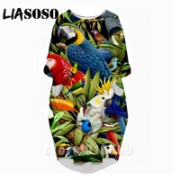 liasoso 3d print fashion funny suit rock new harajuku animal bird parrot women anime gown lady girl party long sleeved dress