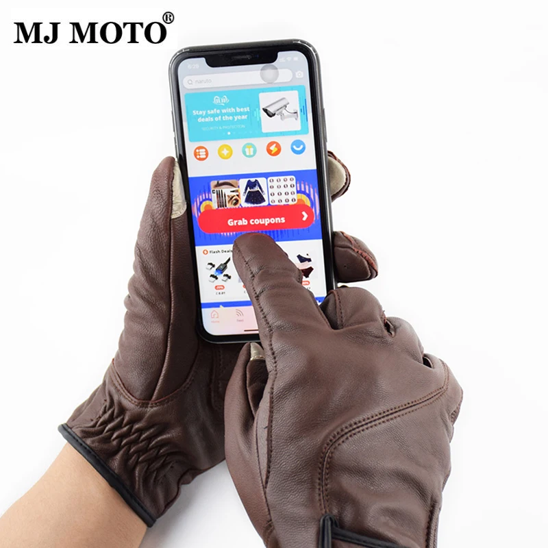 

Summer New Motorcycle Gloves Leather Vintage Retro Motorbike Gloves Men Brown Knight Moto Motocross Riding Glove Women M-XXL