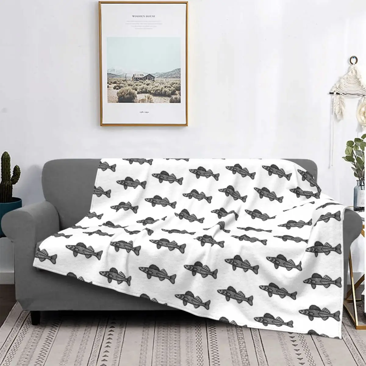 

Walleye Zentangle Blanket Bedspread Bed Plaid Comforter Towel Beach Picnic Blanket Beach Towel Luxury