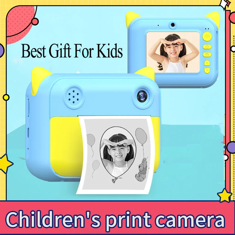 

Children Instant Print Camera With 32GB 4 Rolls Thermal Print Photo Papers 12MP 2.4 Inch 1080P HD Mini Kids Digital Video Camera