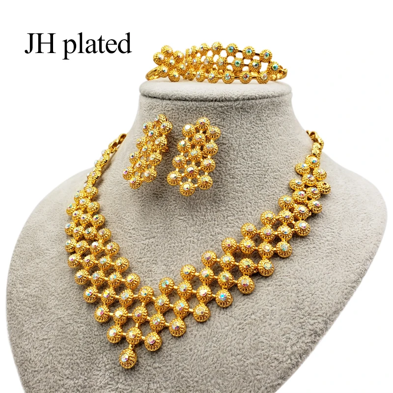 Роскошные женские ювелирные украшения из Дубая золотого цвета свадебные для