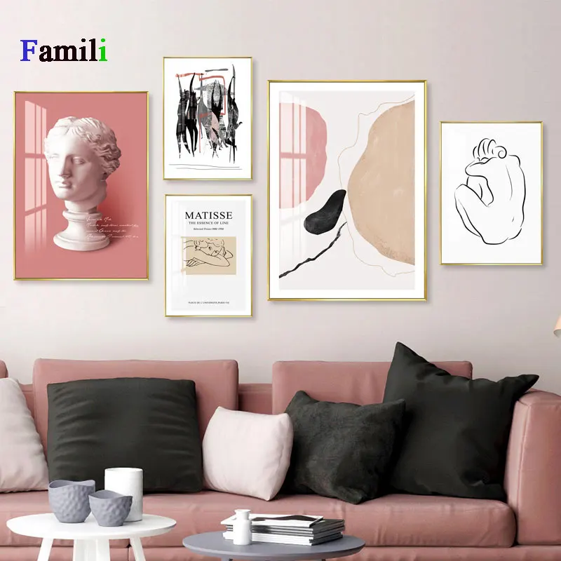 Скандинавский минималистичный абстрактный пластырь из линий Давида картины на