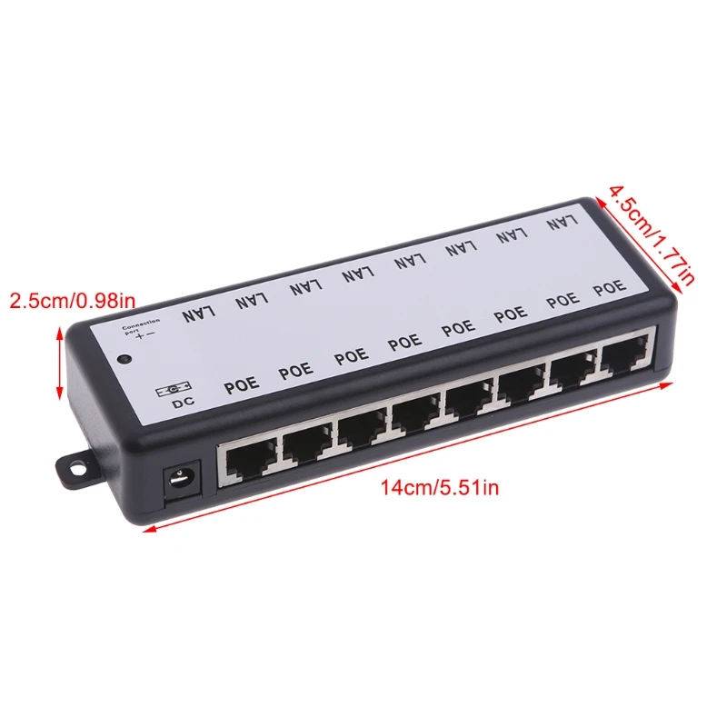 

8 Port POE Injector For CCTV Surveillance IP Cameras Power Over Ethernet Adapter