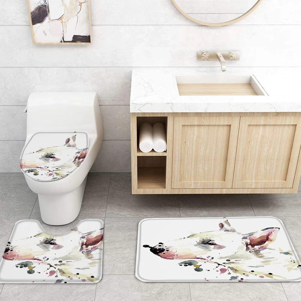 Bull Terrier Puppy Shower Curtain Bathroom Decor Waterproof Set and Rug Sets | Дом и сад