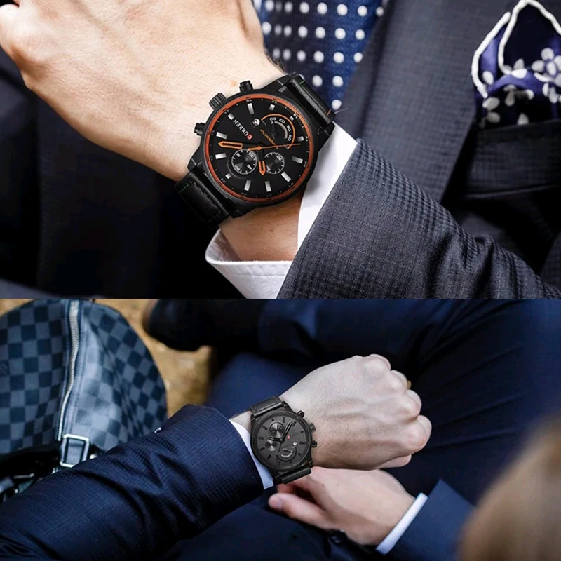 Лучший бренд CURREN 8217 Модные кварцевые мужские часы Роскошный кожаный ремешок