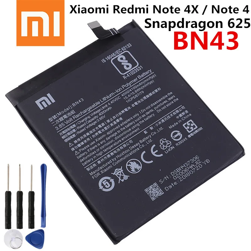 Аккумулятор Xiaomi Redmi Note 4 4X 100% мАч BN43 для Global Snapdragon 4100 | Мобильные телефоны и