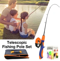 telescopic fishing pole set portable lightweight comfortable grip fishing rod kit for beginners children fishing equipment